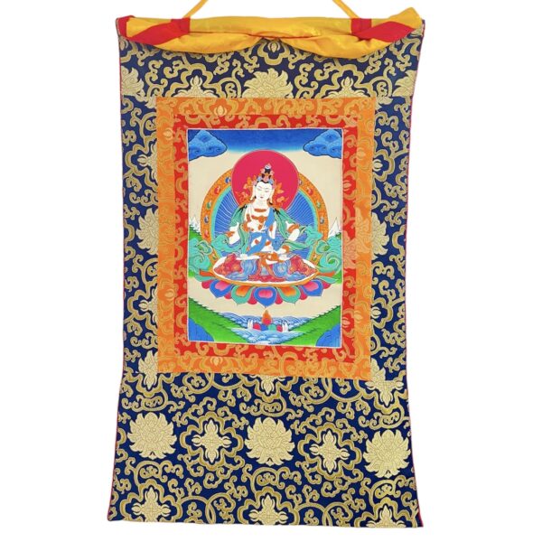 Thangka Vajrasasva Brocado 56x82cm con fondo blanco